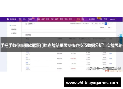 手把手教你掌握欧冠豪门焦点战结果预测核心技巧数据分析与实战思路
